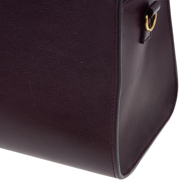 Pre Owned Saint Laurent Paris Burgundy Leather Small Cabas Monogram Tote