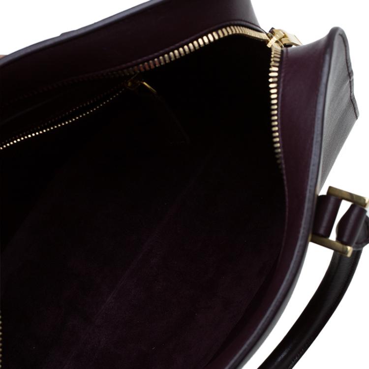 Pre Owned Saint Laurent Paris Burgundy Leather Small Cabas Monogram Tote