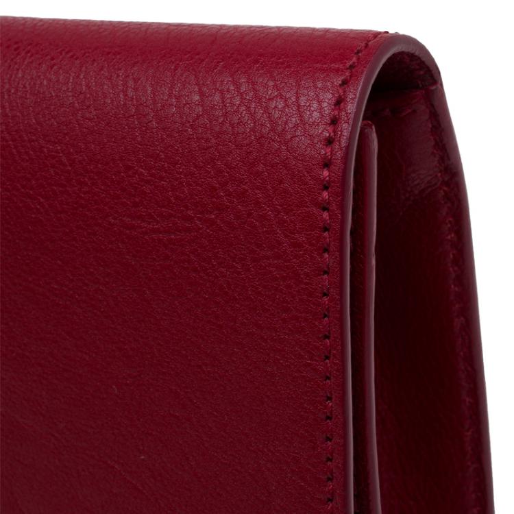 Pre Owned Saint Laurent Paris Red Leather and Python Large Chyc Clutch