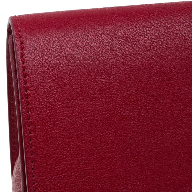 Pre Owned Saint Laurent Paris Red Leather and Python Large Chyc Clutch