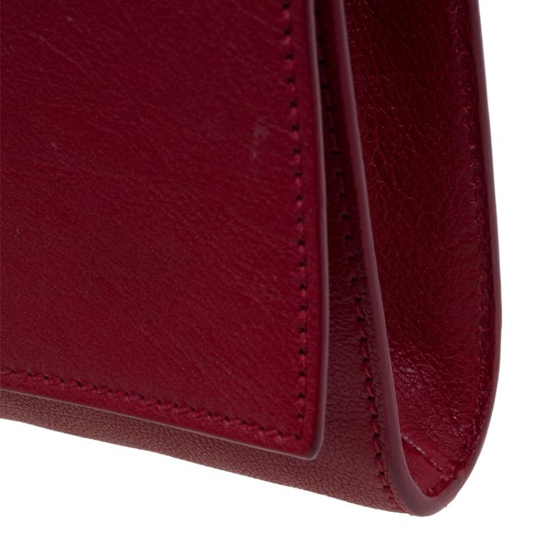 Pre Owned Saint Laurent Paris Red Leather and Python Large Chyc Clutch