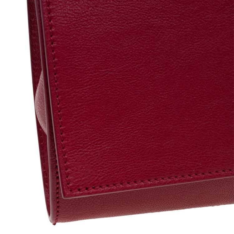 Pre Owned Saint Laurent Paris Red Leather and Python Large Chyc Clutch
