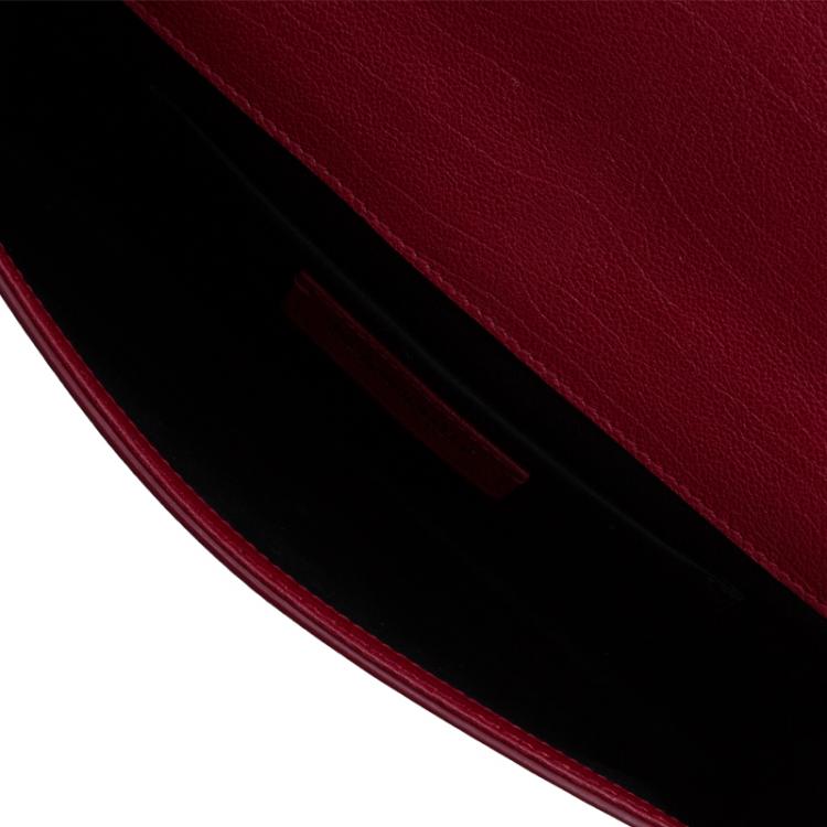 Pre Owned Saint Laurent Paris Red Leather and Python Large Chyc Clutch