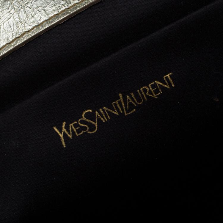 Pre Owned Saint Laurent Paris Gold Leather Belle De Jour Flap Clutch