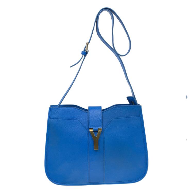 Pre Owned Saint Laurent Paris Blue Leather Medium Chyc Shoulder Bag