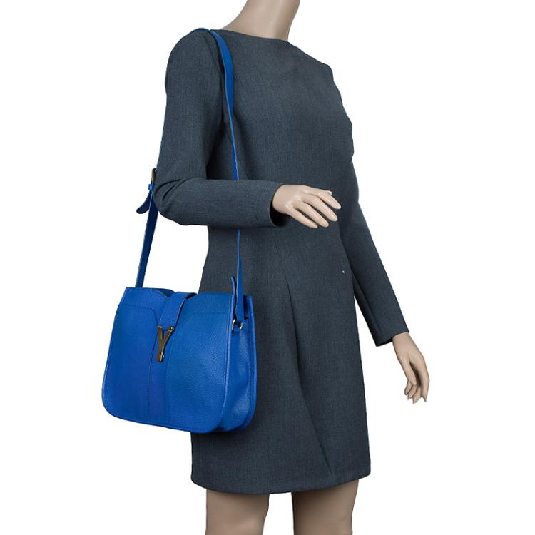 Pre Owned Saint Laurent Paris Blue Leather Medium Chyc Shoulder Bag