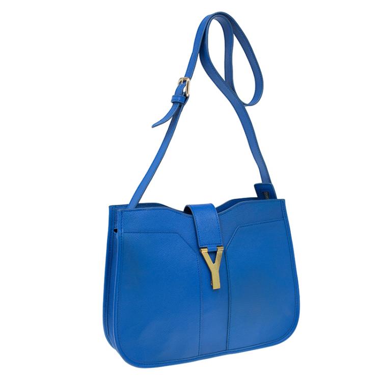 Pre Owned Saint Laurent Paris Blue Leather Medium Chyc Shoulder Bag