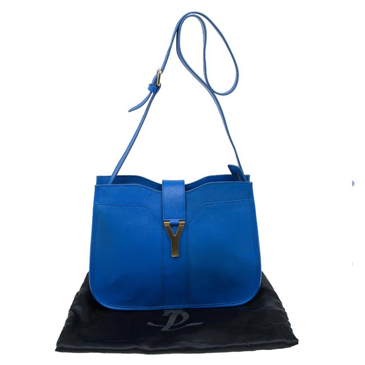 Pre Owned Saint Laurent Paris Blue Leather Medium Chyc Shoulder Bag