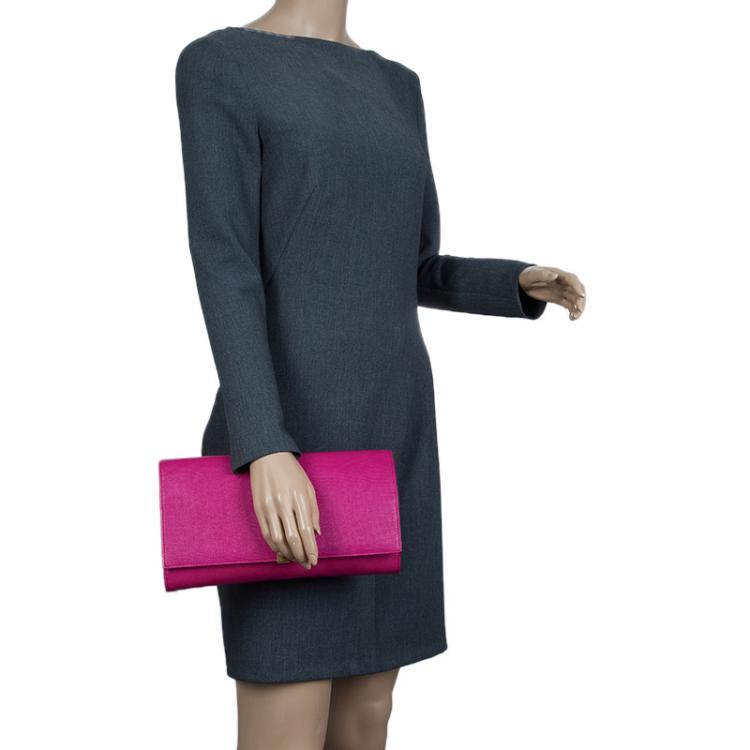 Pre Owned Saint Laurent Paris Pink Leather Large Chyc Clutch