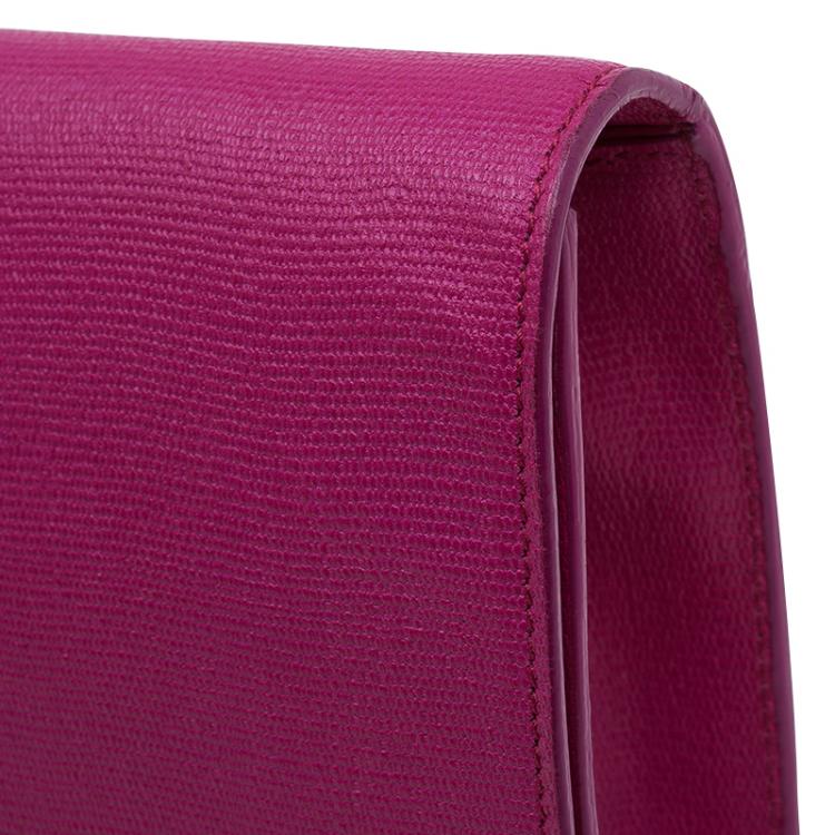 Pre Owned Saint Laurent Paris Pink Leather Large Chyc Clutch