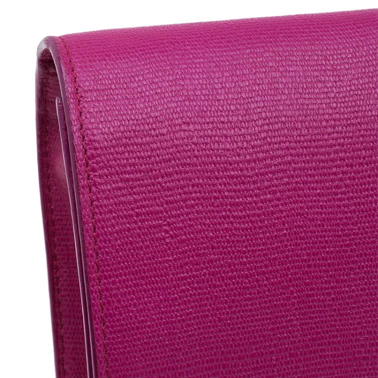 Pre Owned Saint Laurent Paris Pink Leather Large Chyc Clutch
