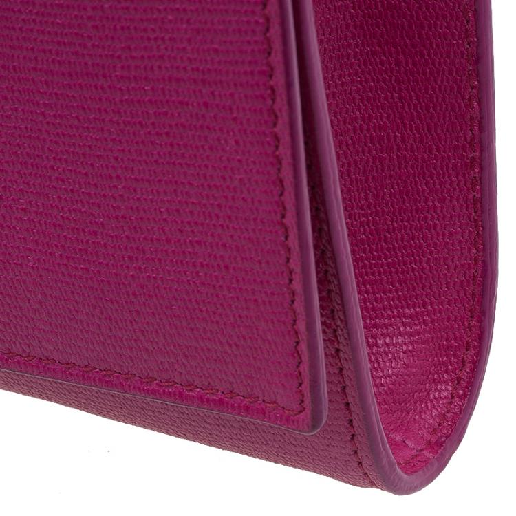 Pre Owned Saint Laurent Paris Pink Leather Large Chyc Clutch