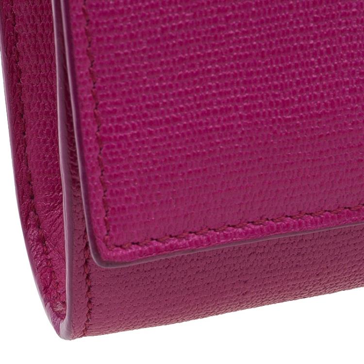 Pre Owned Saint Laurent Paris Pink Leather Large Chyc Clutch