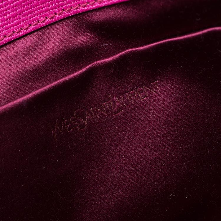 Pre Owned Saint Laurent Paris Pink Leather Large Chyc Clutch
