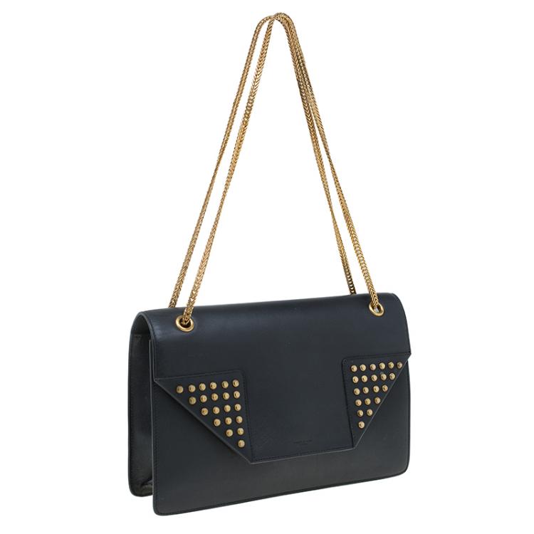 Pre Owned Saint Laurent Paris Black Leather Studded Betty Shoulder Bag