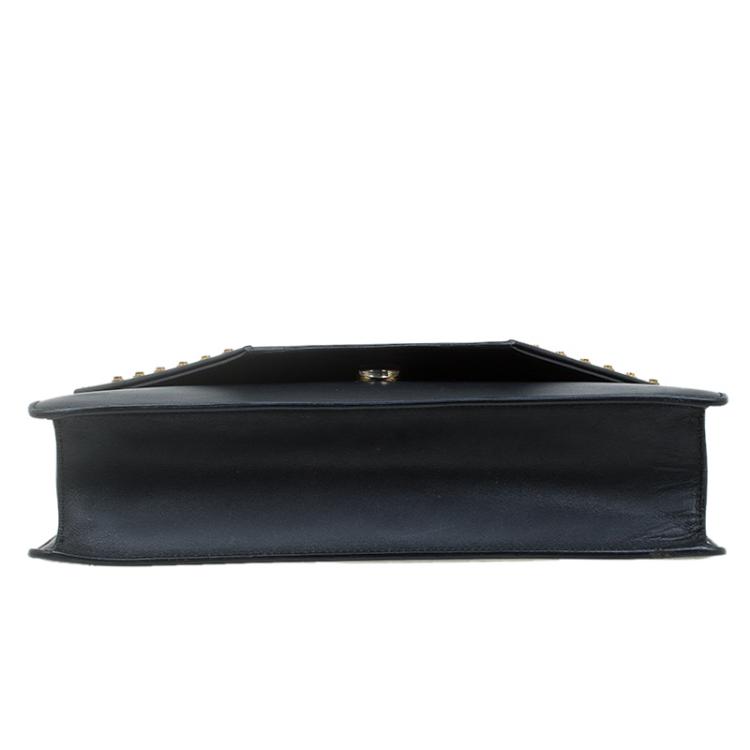 Pre Owned Saint Laurent Paris Black Leather Studded Betty Shoulder Bag