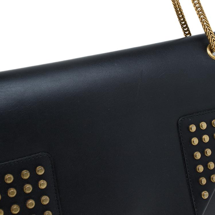 Pre Owned Saint Laurent Paris Black Leather Studded Betty Shoulder Bag
