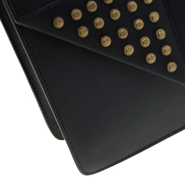 Pre Owned Saint Laurent Paris Black Leather Studded Betty Shoulder Bag