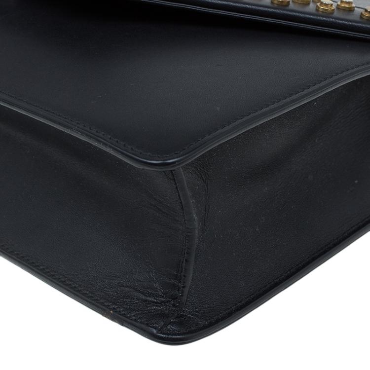 Pre Owned Saint Laurent Paris Black Leather Studded Betty Shoulder Bag