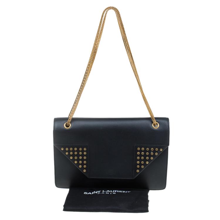 Pre Owned Saint Laurent Paris Black Leather Studded Betty Shoulder Bag