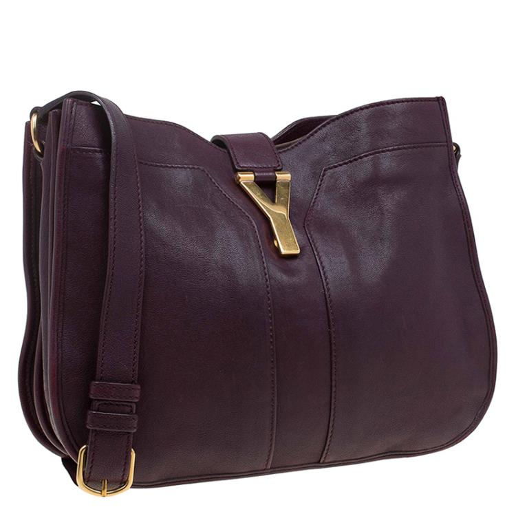 Pre Owned Saint Laurent Paris Burgundy Leather Medium Cabas Chyc Shoulder Bag