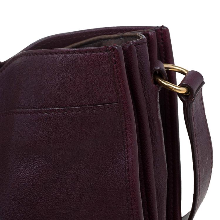 Pre Owned Saint Laurent Paris Burgundy Leather Medium Cabas Chyc Shoulder Bag