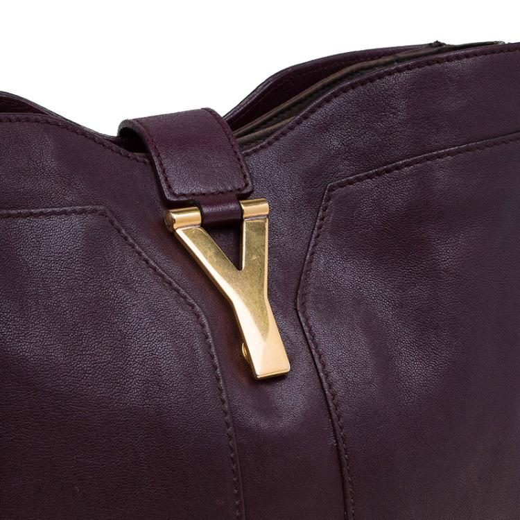 Pre Owned Saint Laurent Paris Burgundy Leather Medium Cabas Chyc Shoulder Bag