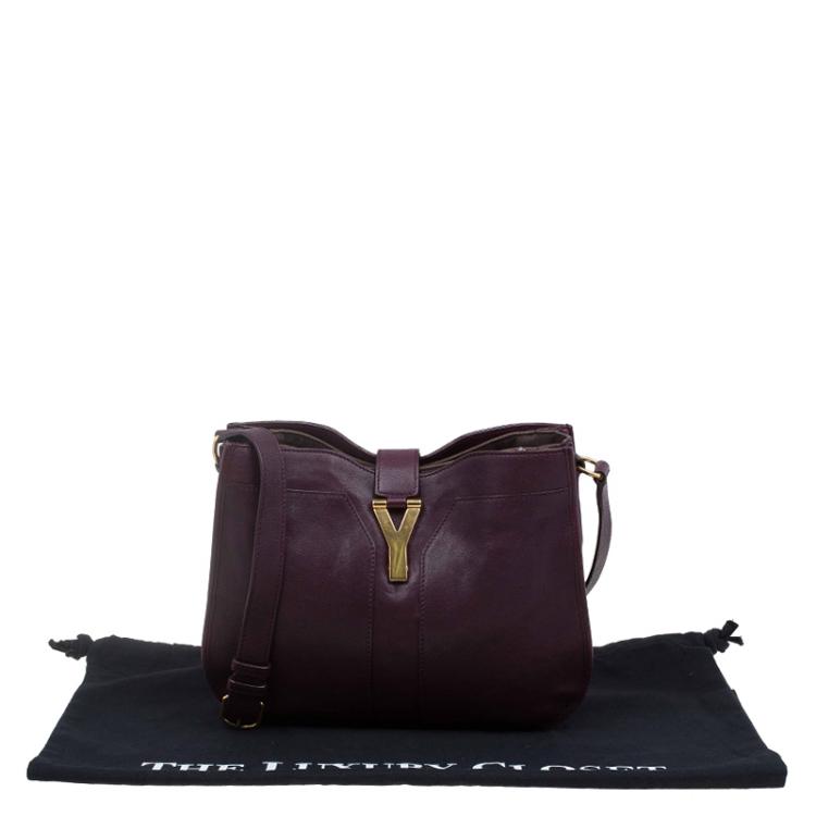 Pre Owned Saint Laurent Paris Burgundy Leather Medium Cabas Chyc Shoulder Bag