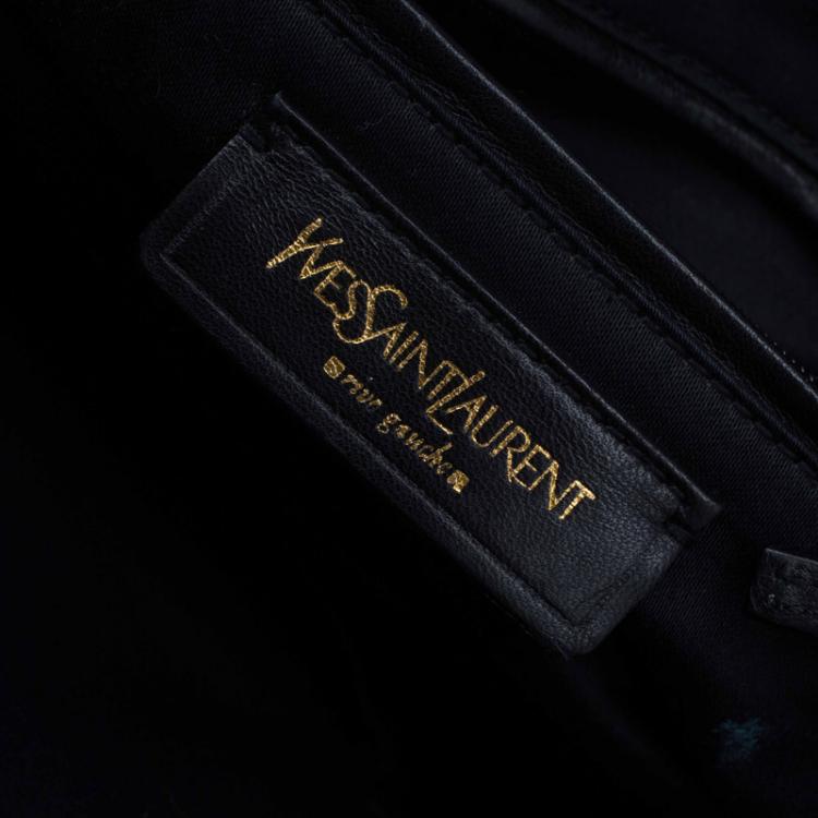 Pre Owned Saint Laurent Paris Dark Green Patent Medium Muse Tote