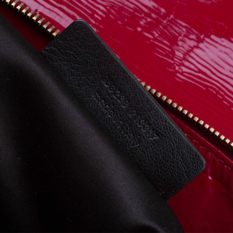 Pre Owned Saint Laurent Paris Red Patent Croc Embossed Rive Gauche Turn Lock Tote