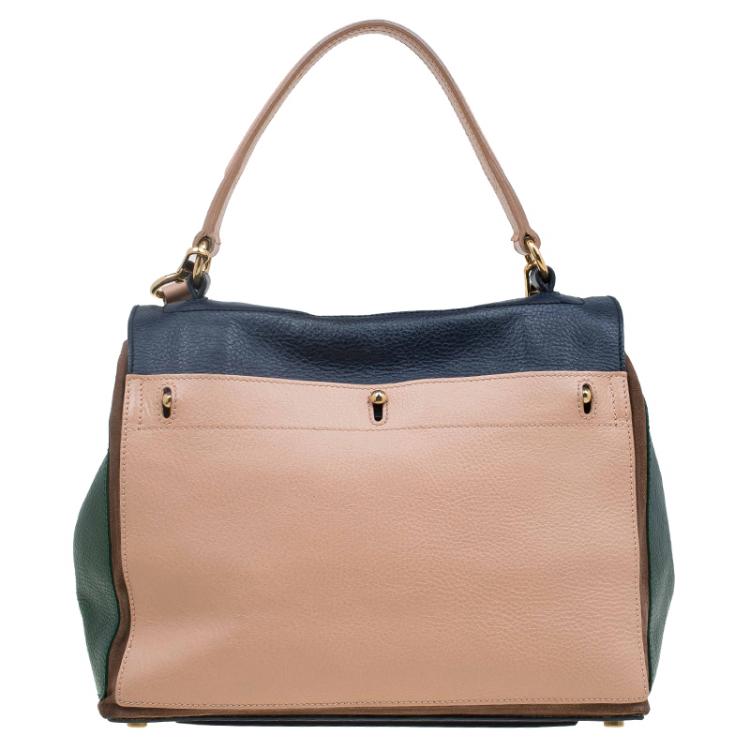 Pre Owned Saint Laurent Paris Tri Color Leather Medium Muse Two Satchel