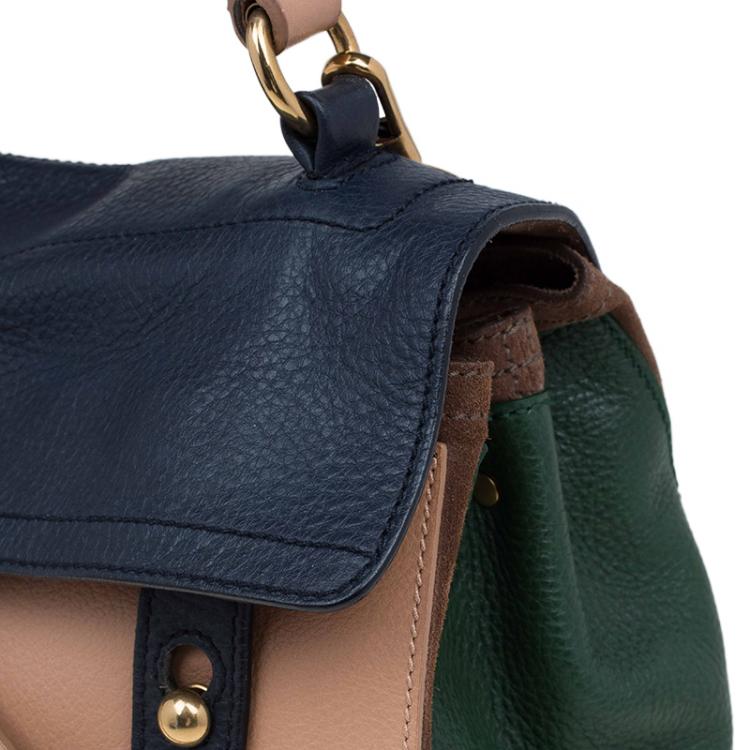 Pre Owned Saint Laurent Paris Tri Color Leather Medium Muse Two Satchel
