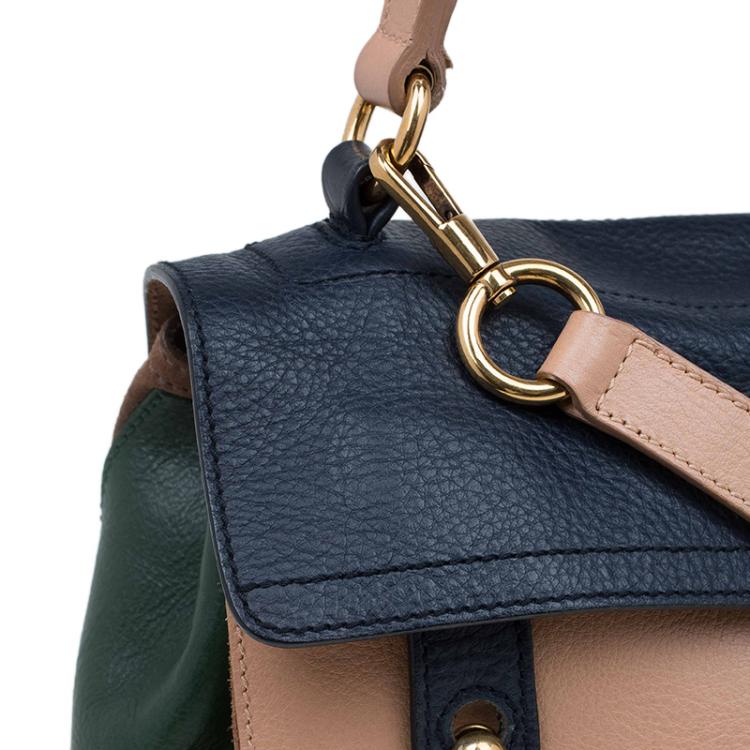 Pre Owned Saint Laurent Paris Tri Color Leather Medium Muse Two Satchel