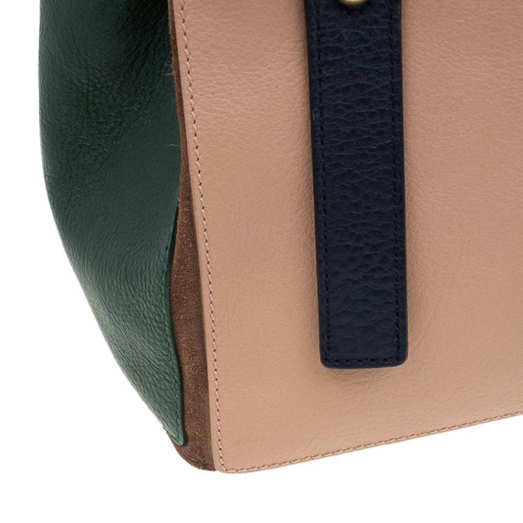 Pre Owned Saint Laurent Paris Tri Color Leather Medium Muse Two Satchel