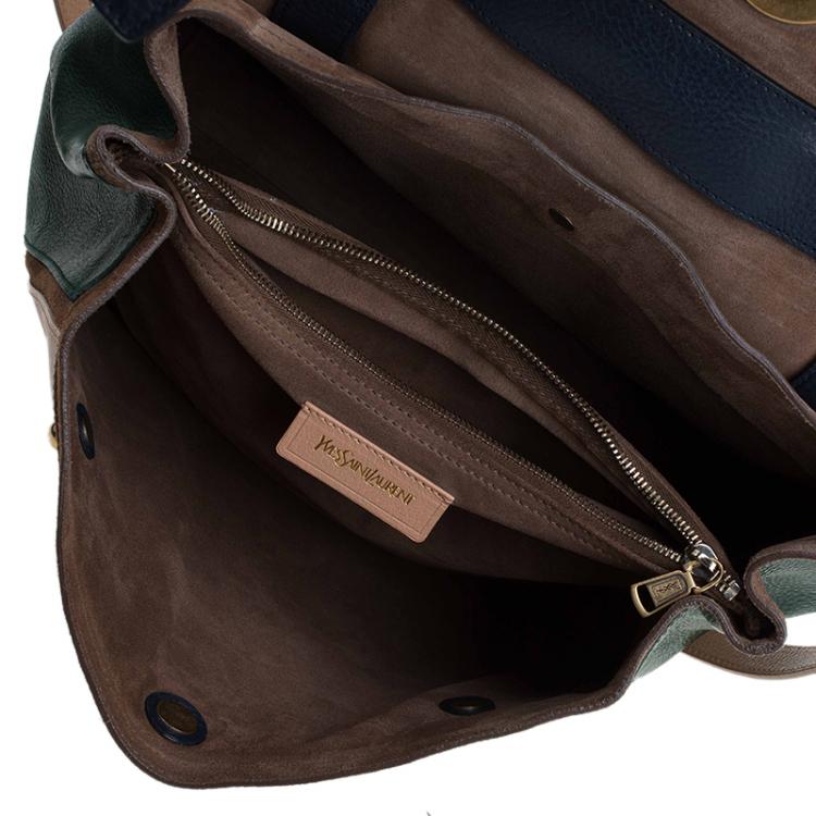 Pre Owned Saint Laurent Paris Tri Color Leather Medium Muse Two Satchel