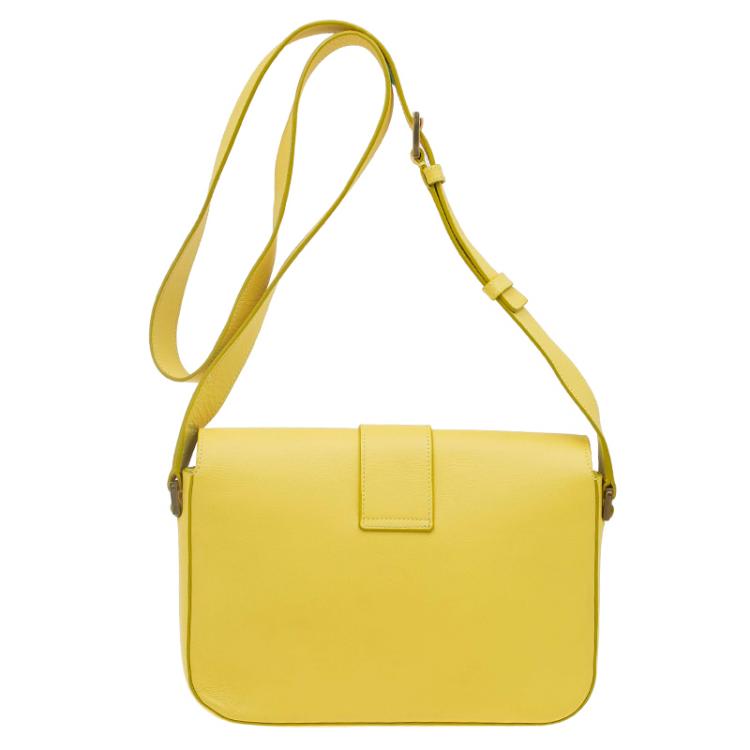 Pre Owned Saint Laurent Paris Yellow Leather Medium ChYc Flap Bag