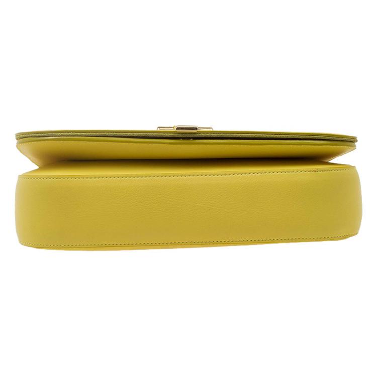 Pre Owned Saint Laurent Paris Yellow Leather Medium ChYc Flap Bag