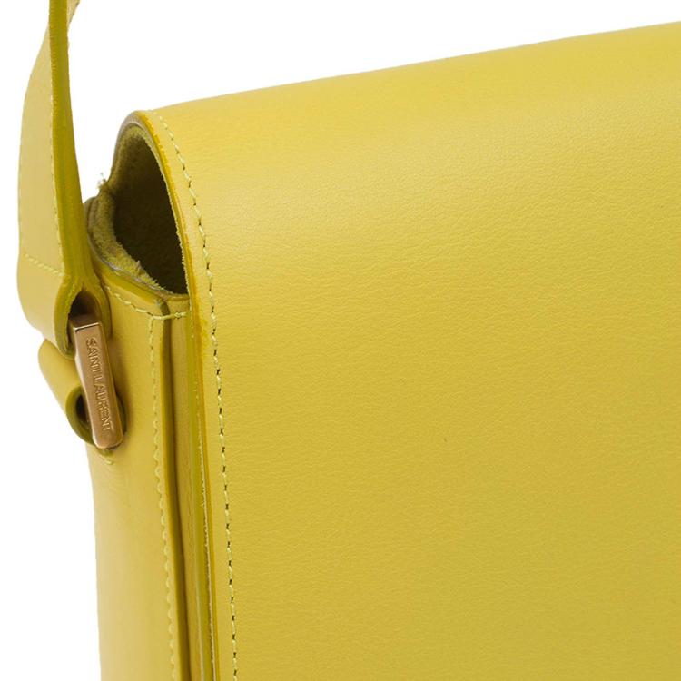 Pre Owned Saint Laurent Paris Yellow Leather Medium ChYc Flap Bag
