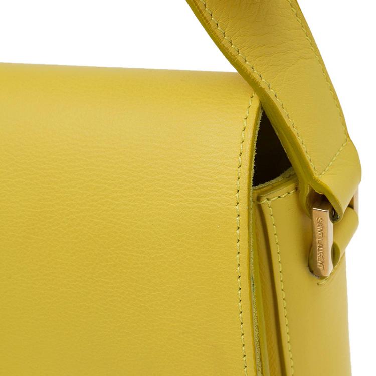 Pre Owned Saint Laurent Paris Yellow Leather Medium ChYc Flap Bag