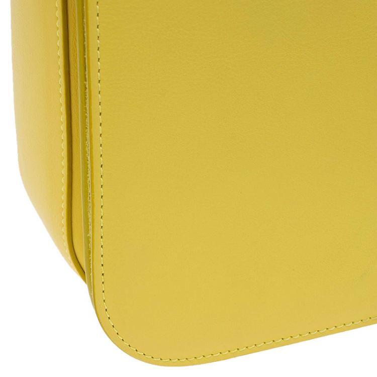 Pre Owned Saint Laurent Paris Yellow Leather Medium ChYc Flap Bag
