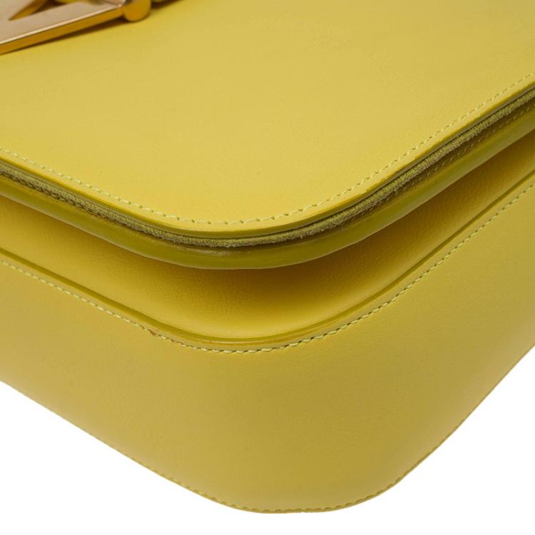 Pre Owned Saint Laurent Paris Yellow Leather Medium ChYc Flap Bag