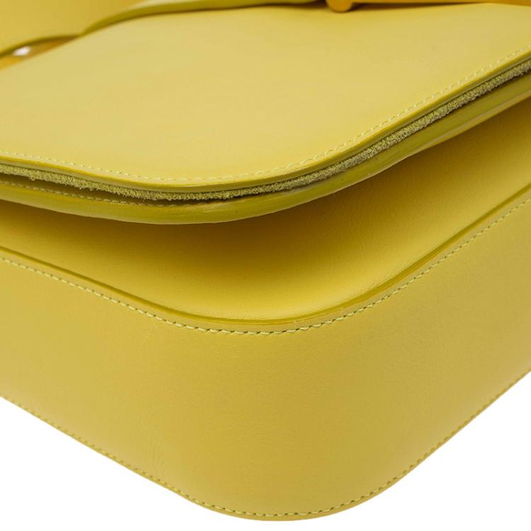 Pre Owned Saint Laurent Paris Yellow Leather Medium ChYc Flap Bag