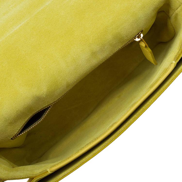 Pre Owned Saint Laurent Paris Yellow Leather Medium ChYc Flap Bag