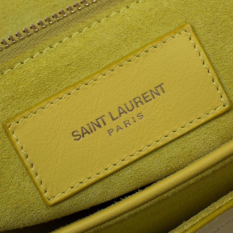 Pre Owned Saint Laurent Paris Yellow Leather Medium ChYc Flap Bag