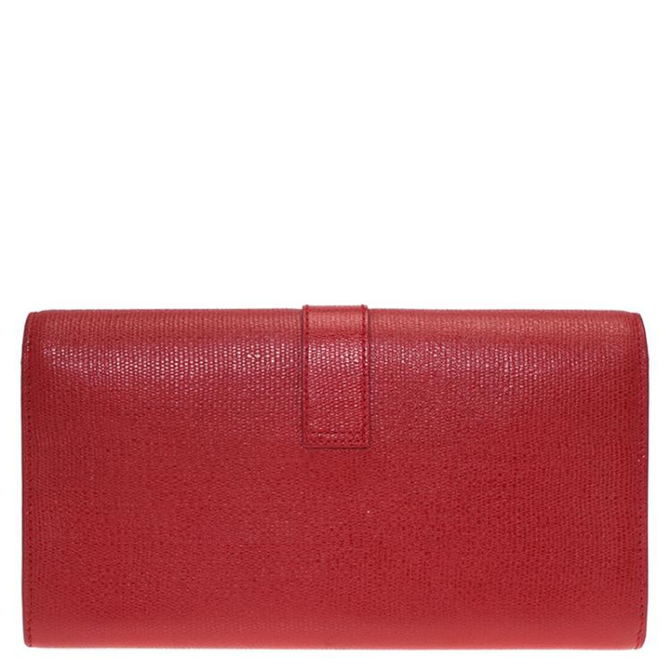 مملوكة مسبقًا Saint Laurent Paris Red Leather Y Line Continental Wallet