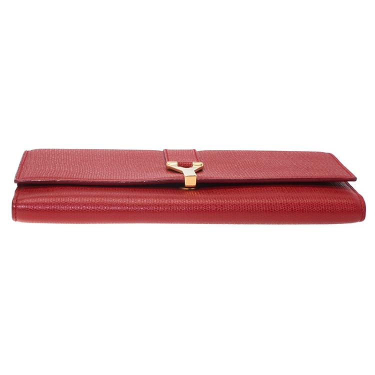 مملوكة مسبقًا Saint Laurent Paris Red Leather Y Line Continental Wallet