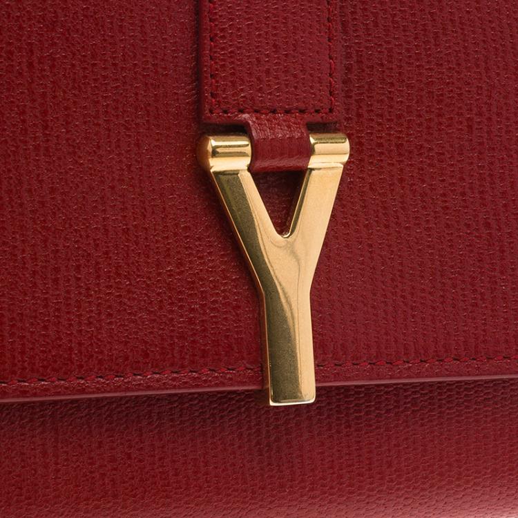 مملوكة مسبقًا Saint Laurent Paris Red Leather Y Line Continental Wallet