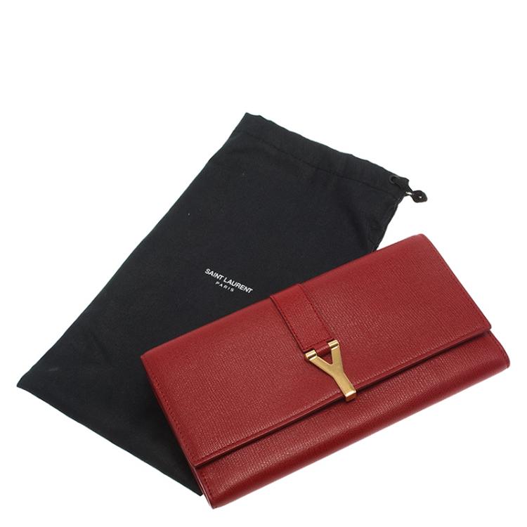 مملوكة مسبقًا Saint Laurent Paris Red Leather Y Line Continental Wallet