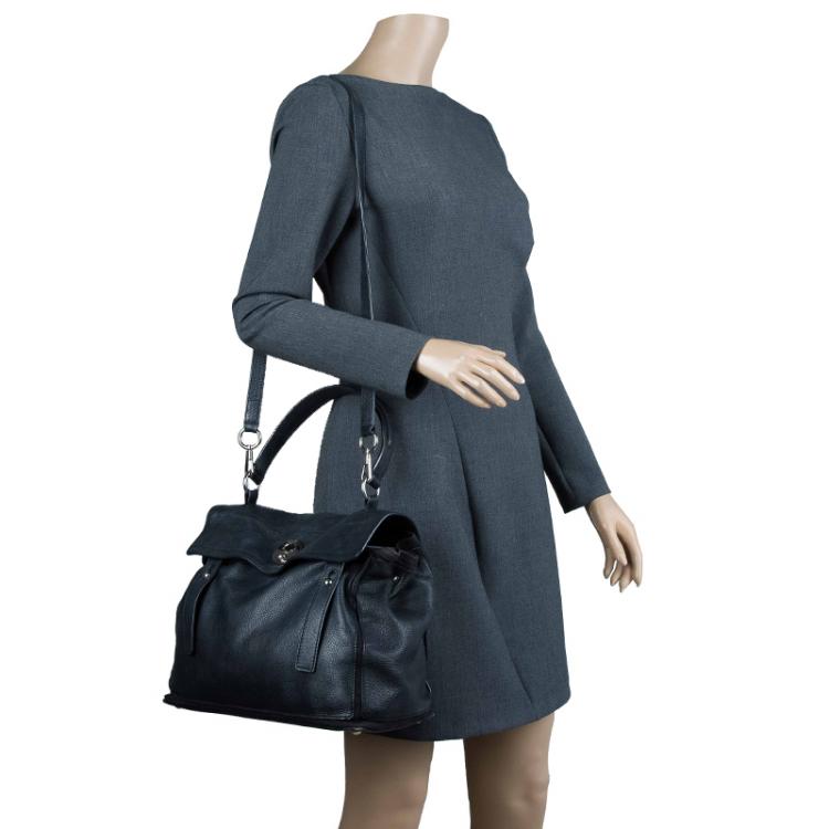 Pre Owned Saint Laurent Paris Black Leather Medium Muse Two Satchel
