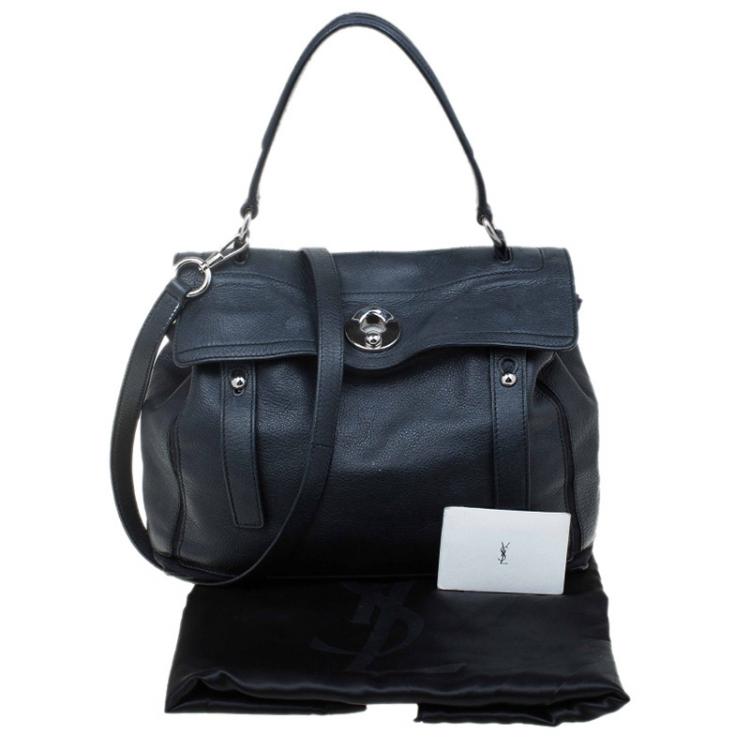 Pre Owned Saint Laurent Paris Black Leather Medium Muse Two Satchel